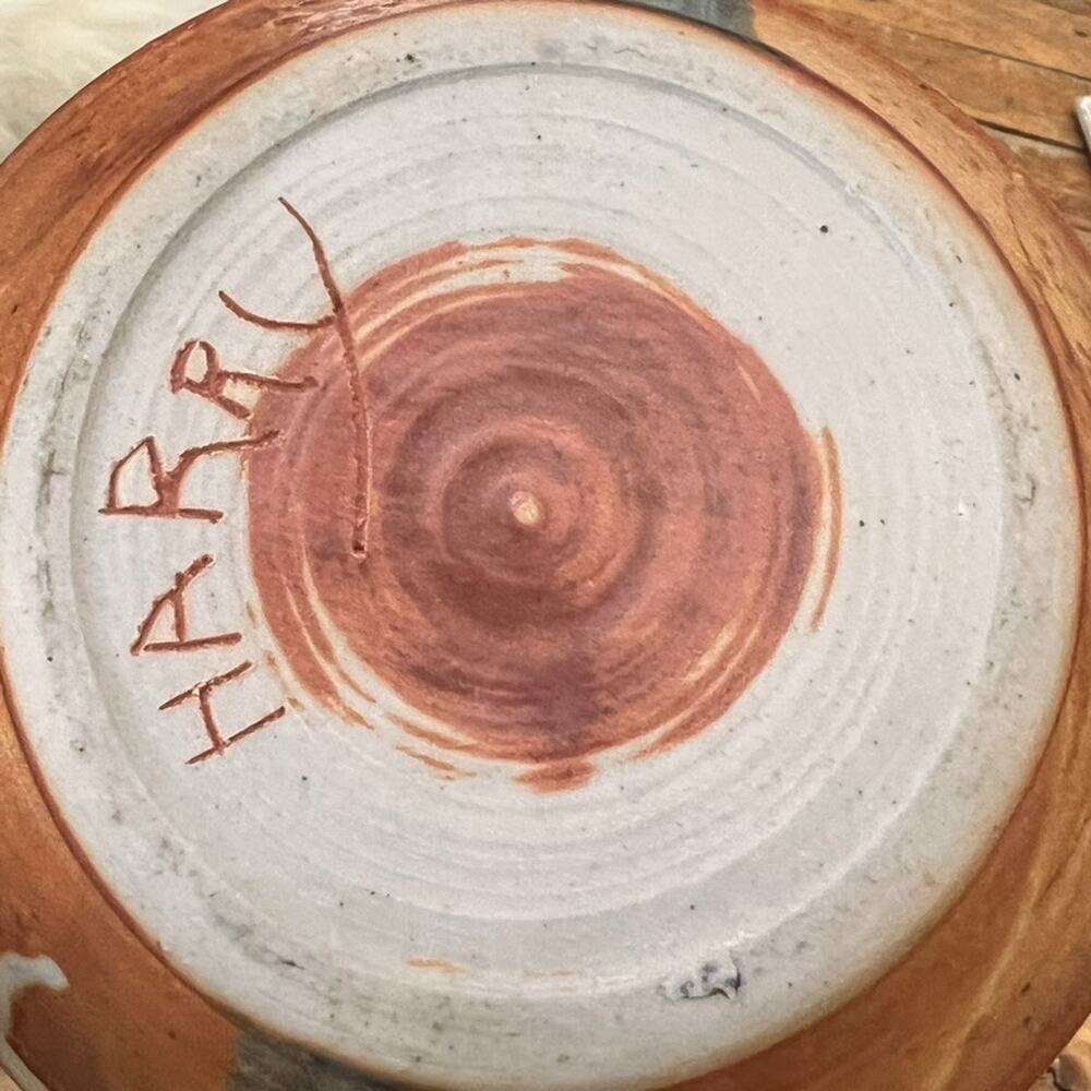 Art Studio Pottery Bowl Warm Tones Single Stripe MCM 6.75" - Picture 14 of 16